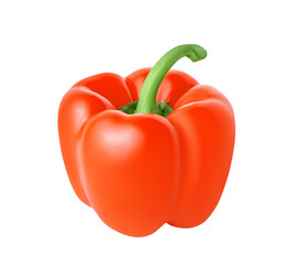 Orange sweet bell pepper isolated on white or transparent background.