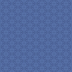 Seamless vector pattern. Simple flat geometrical background. Modern floral shapes on blue surface. Trendy ornament backdrop in art deco style