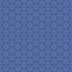 Seamless vector pattern. Simple flat geometrical background. Modern floral shapes on blue surface. Trendy ornament backdrop in art deco style