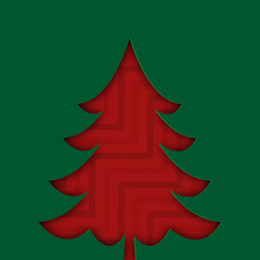 Merry Christmas holiday and happy new year and empty frame on red background. Merry Christmas with Tree Christmas on red background. Christmas and new year background. Vector illustration.