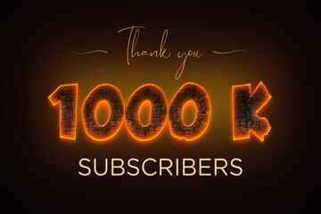 1000 K subscribers celebration greeting banner with  Coal Design