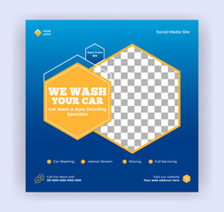 Car wash marketing promotional social media post web banner template.