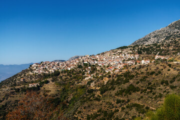 view of the mountain village of Arachova in central Greece