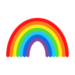 Cartoon rainbow vector. Rainbows arc and cloud with colors tail. Hand drawn color arc vector illustration. Cartoon arc doodle