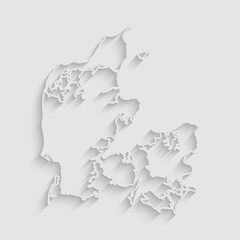 Vector outline map Denmark with creative shadow