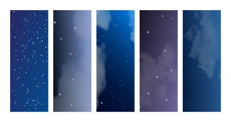 Naklejka premium Night sky with clouds and many stars