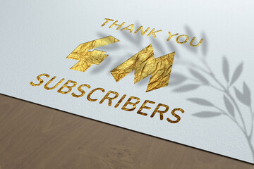 4 Million  subscribers celebration greeting banner with Golden Paper Design