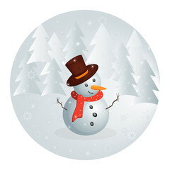The snowman wishes a happy New Year, snowflake. Festive background, party card, invitation with place for text