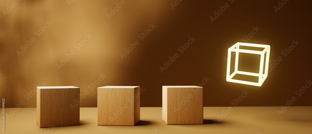 Poster one out unique cube in the air - 3d render