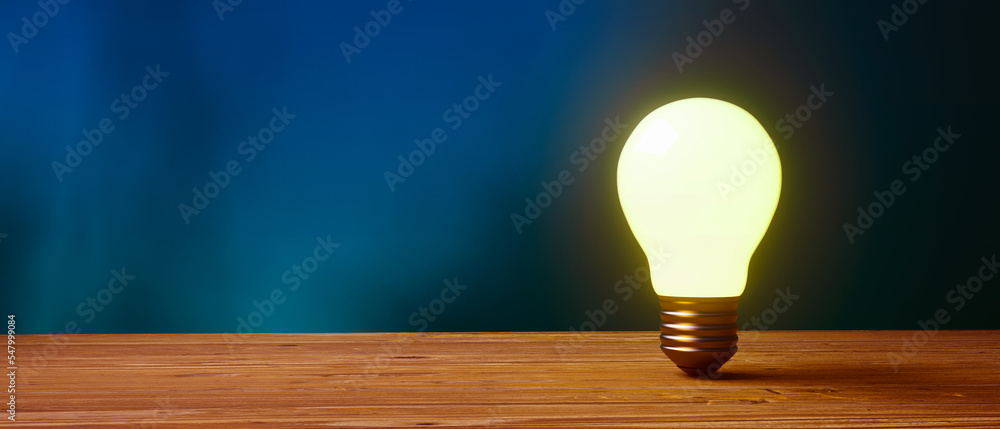 Poster light bulb on a colored background - 3d render
