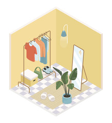 Personal dressing room - modern vector colorful isometric illustration