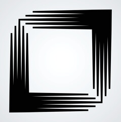 Rectangle Logo with lines.Square unusual icon Design .frame with Vector stripes .