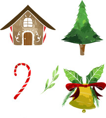 beautiful watercolor christmas icon illustration