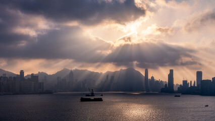 Hong Kong Island Crepuscular Ray