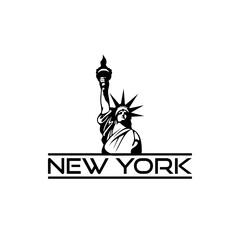 Statue of Liberty USA, New York icon logo isolated on white background