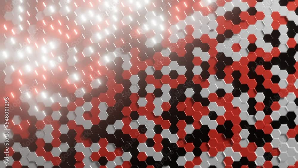 Aufkleber abstract structure with black, white and red hexagonal elements. geometric background with shiny hex