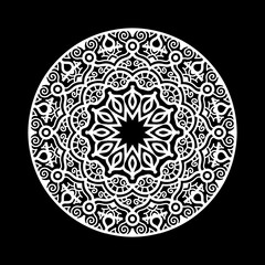 Mandala design template with black background

