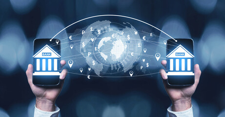Banks financial transfer money. Online Banking. Business