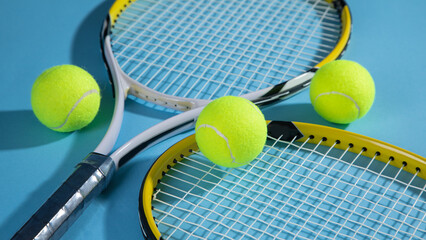 Tennis ball and rackets. Sport. Hobby. Lifestyle