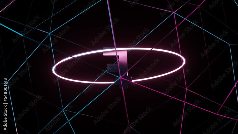 Aufkleber 3d render metallic symbol of swiss currency franc with neon glowing circle on a dark background. dyn