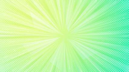 Bright Comic style sport green abstract web banner background with dot, lines and sun raise and has space to wright