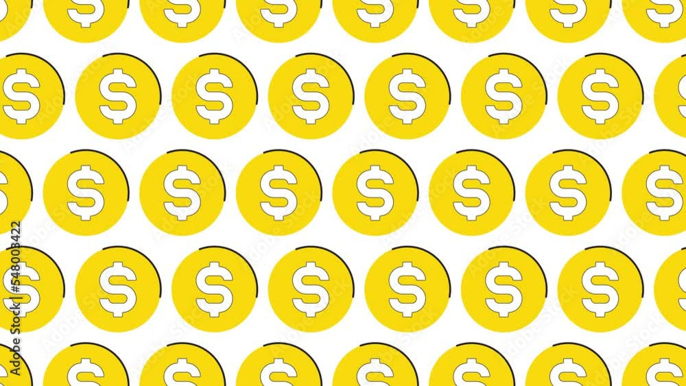 Aufkleber thin line american currency dollar symbols in pattern on a white background. seamless loop dynamic p