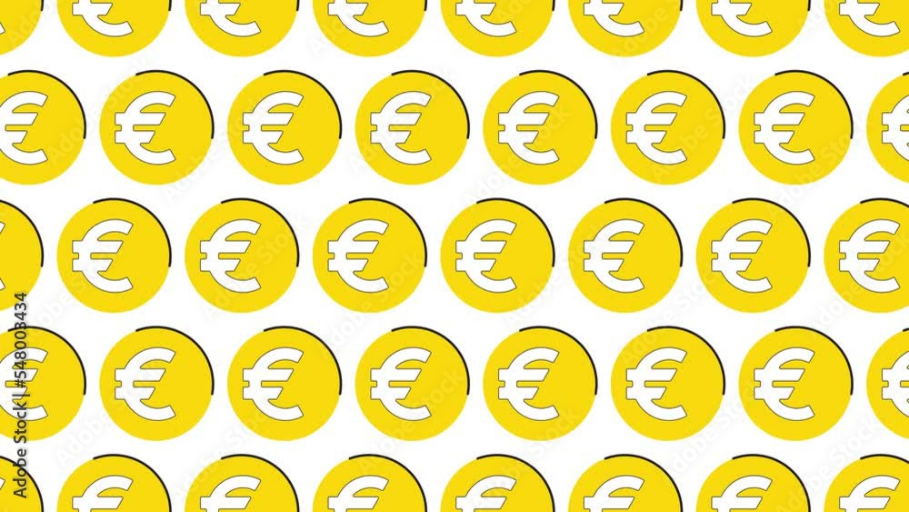 Aufkleber thin line eoropean currency euro symbols in pattern on a white background. seamless loop dynamic pat