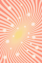 Groovy template for retro cards. Hippie style. Vintage art design. Cartoon. Vector illustration with a jolly background.