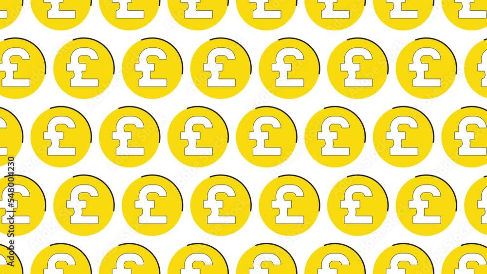 Aufkleber thin line british currency pound symbols in pattern on a white background. seamless loop dynamic pat