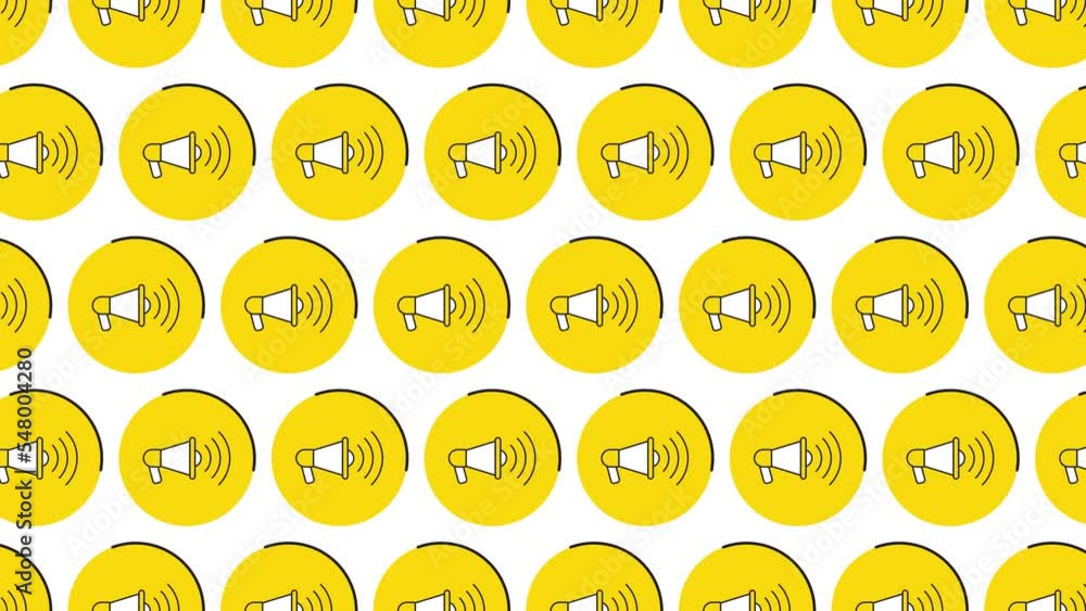Aufkleber thin line loudspeaker symbols in pattern on a white background. seamless loop dynamic pattern with r
