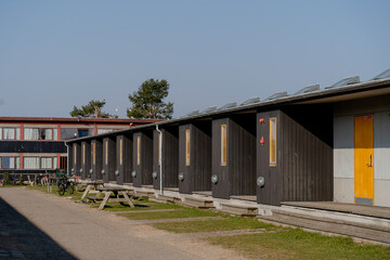 Fototapeta na wymiar Refugee camp. Houses for temporary residence of refugees.