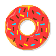 Donuts illustration. Doughnuts with cream topping, sweet food from dough isolated on white background. Pastry concept