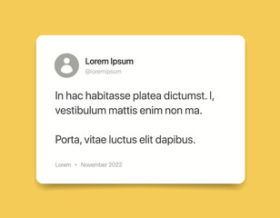 Internet social media carousel post. Vector illustration. 3D bubble testimonial banner, quote, infographic. Social media post template designs for quotes. Empty speech bubbles, quote bubbles and text.