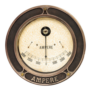 Vintage round analog ampere meter