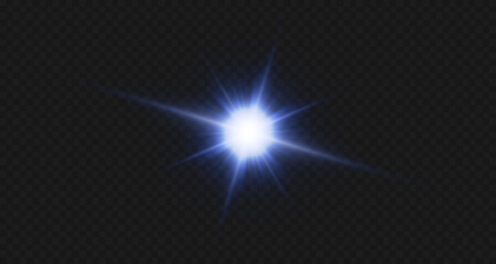 Blue star, bright particles, burning blue lights, stars, lasers, blue flash.
