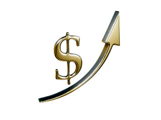 Dollar symbol up graphic png alpha channel without background and environment