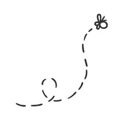 Obraz premium Vector Hand Drawn Sign Butterfly Flight Isolated on White Background