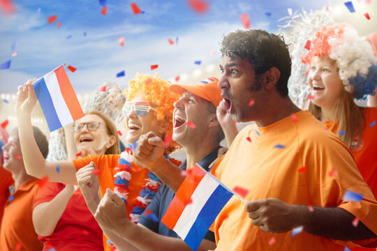 Netherlands football team supporter on stadium.