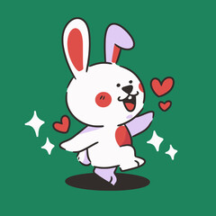 funny dancing rabbit pet mascot doodle element asset