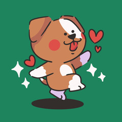 happy puppy jumping around pet mascot doodle element asset
