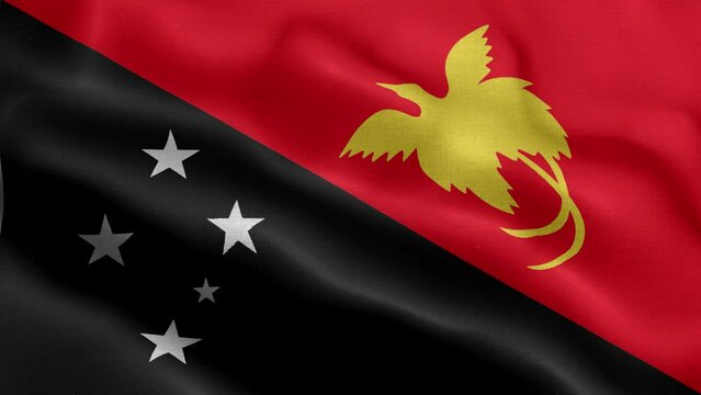 Flag of Papua New Guinea fluttering in the wind.
