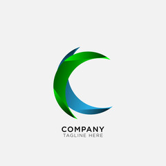 C Letter logo template with gradient colors and circle cutout