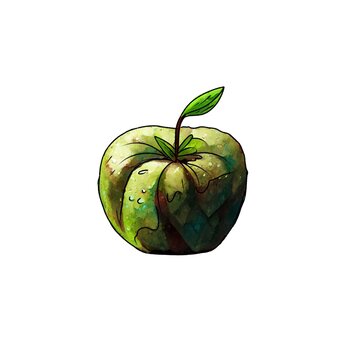 Apple illustration in oil painting