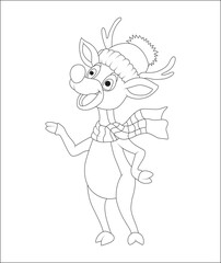 funny Christmas coloring page for kids. Christmas coloring book page for kids