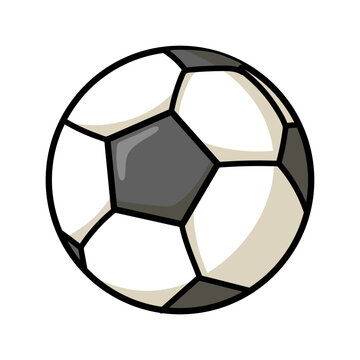Sports soccer ball. School supplier sticker for t shirt design. Flat vector illustration for student learning. Back to school and education concept