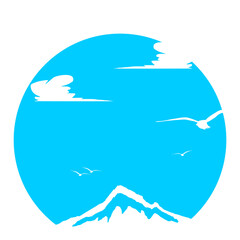 Mountain vector. Blue mountain silhouette
