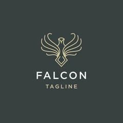 Falcon line logo icon design template flat vector