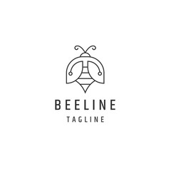 Bee line logo icon design template flat vector