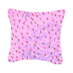 Vector Colorful Illustration of Pillow in a pillowcase with flowers Isolated on White Background