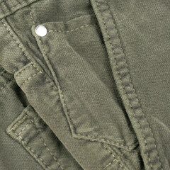Green men's microvelour pants, pocket detail